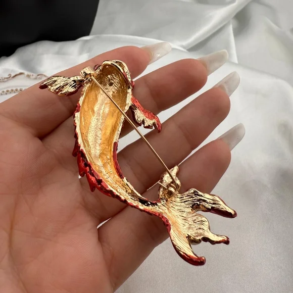 Betsey Johnson Red Fish Brooch with Rhinestones - Picture 3 of 3